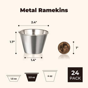 Fit Meal Prep rust-resistant stainless steel ramekins ideal for hot and cold sauces.