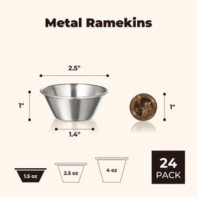 Fit Meal Prep stainless steel dipping cups shown with a polished finish for easy cleaning.