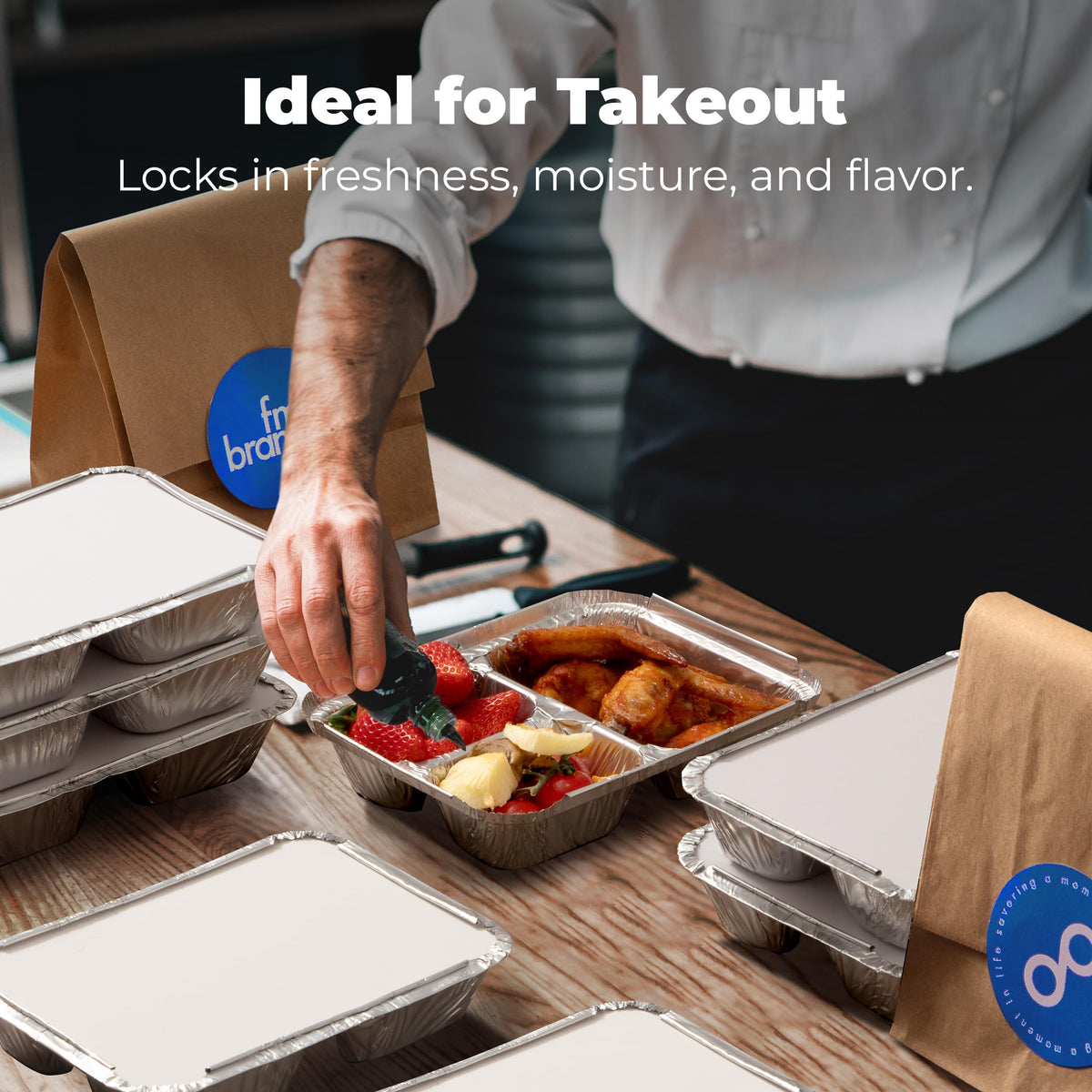Fit Meal Prep heavy-gauge aluminum distributes heat evenly for meals.