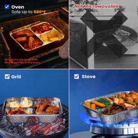 Fit Meal Prep oven-safe aluminum pan for hot meals on the go.