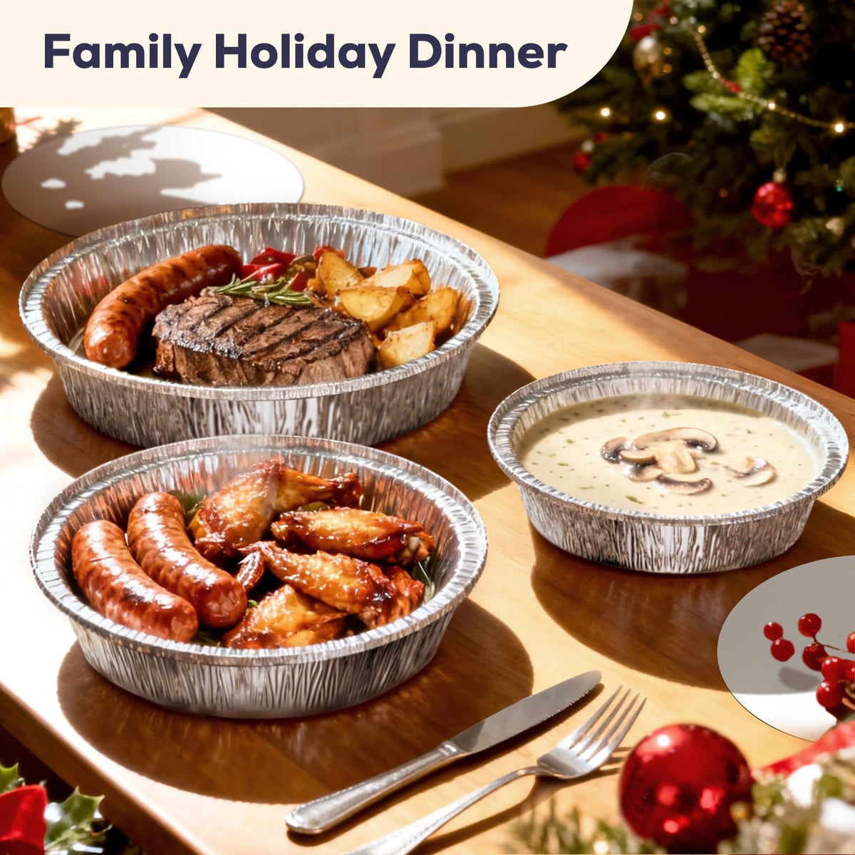 Fit Meal Prep recyclable aluminum tray, eco-friendly option for easy disposal.