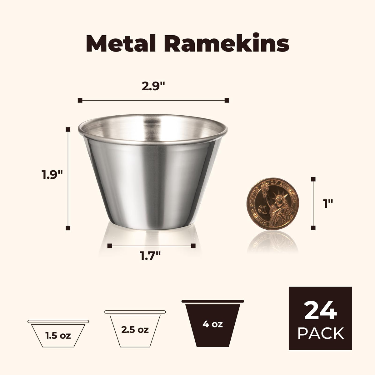 Fit Meal Prep reusable metal ramekins suitable for hot or cold condiments.