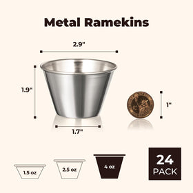 Fit Meal Prep reusable metal ramekins suitable for hot or cold condiments.