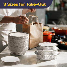 Fit Meal Prep stackable 9-inch pans, saving space in storage.