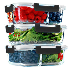 FIT Strong & Healthy 1-compartment glass container for portioned meals on the go.