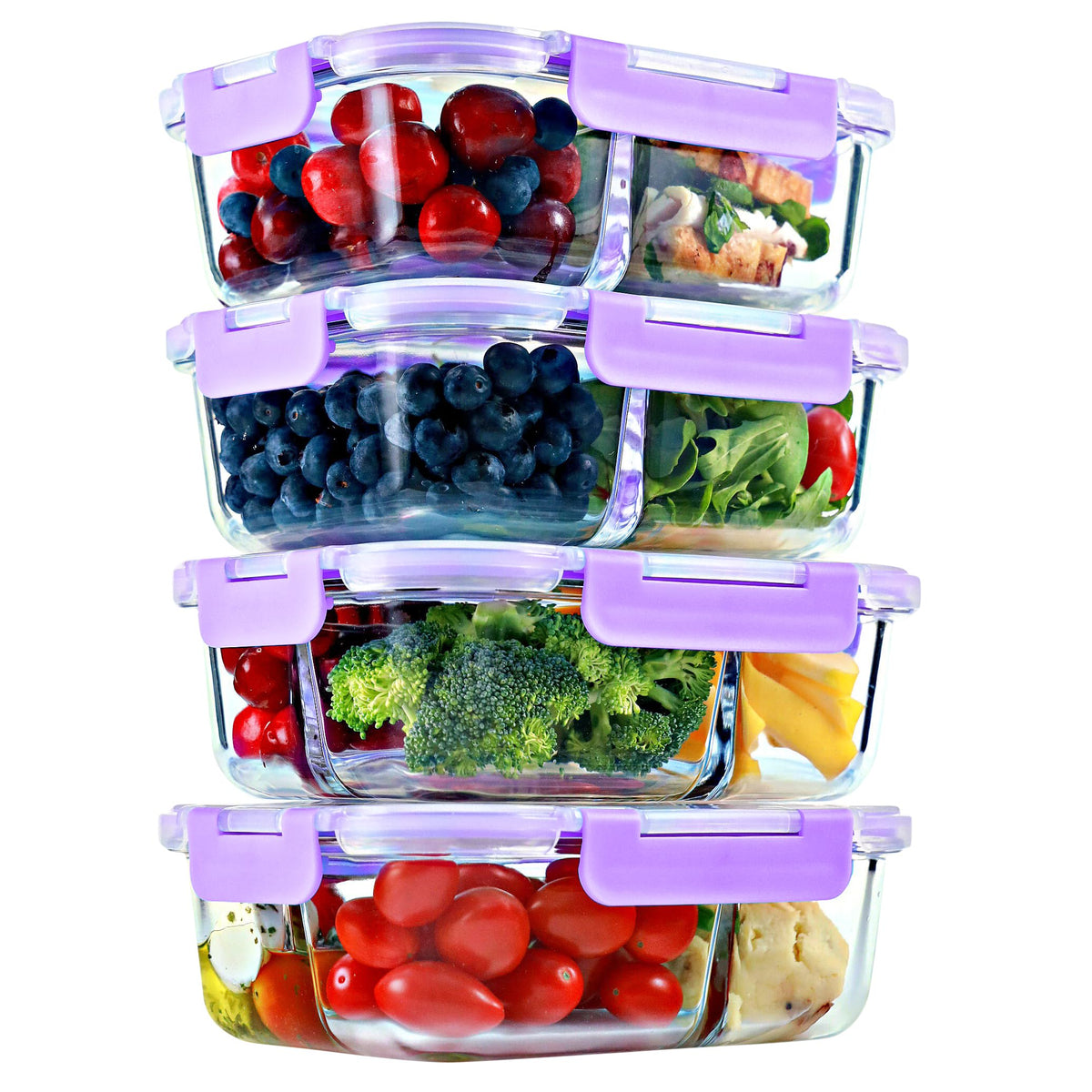 FIT Strong & Healthy 2-compartment container lavender with airtight lid for portion control