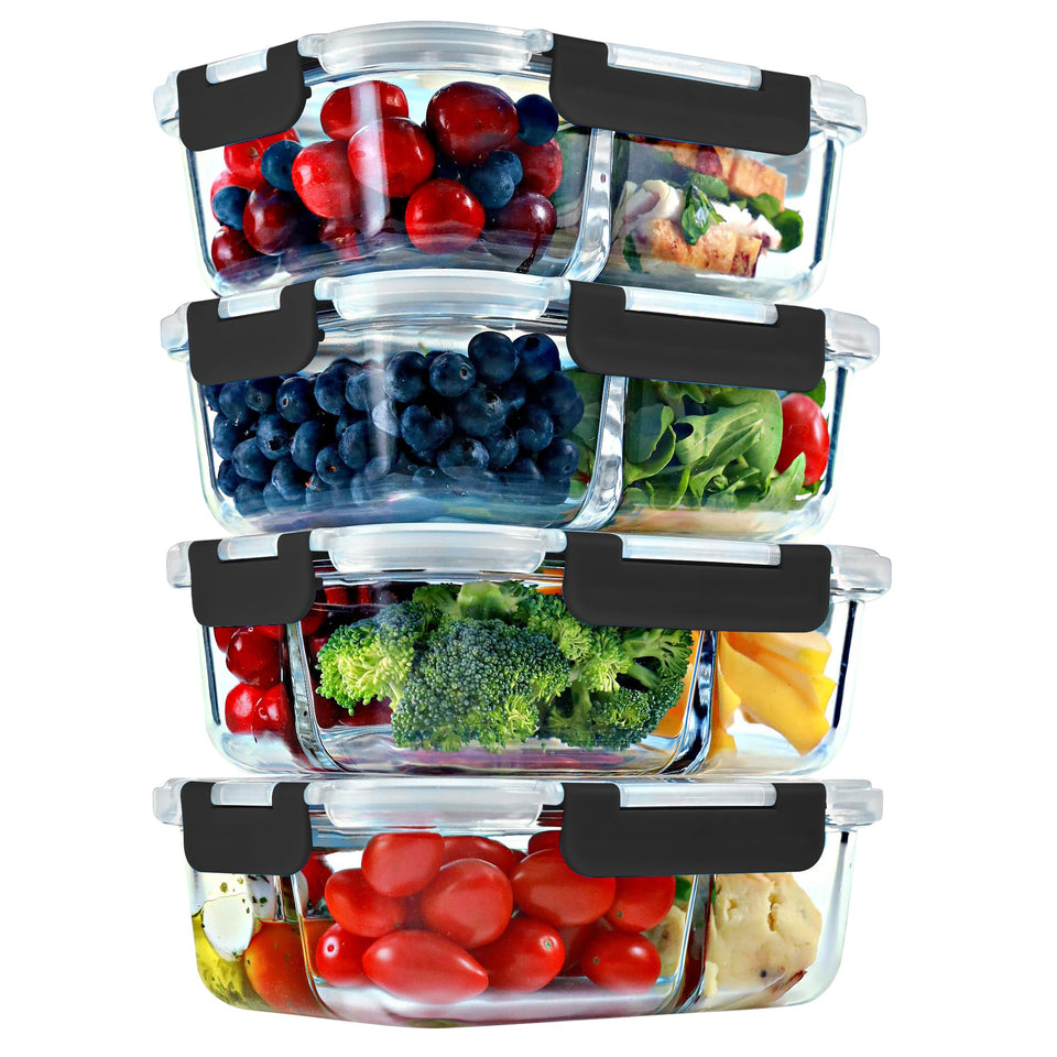 FIT Strong & Healthy 32oz glass container with lid for organized meals on the go