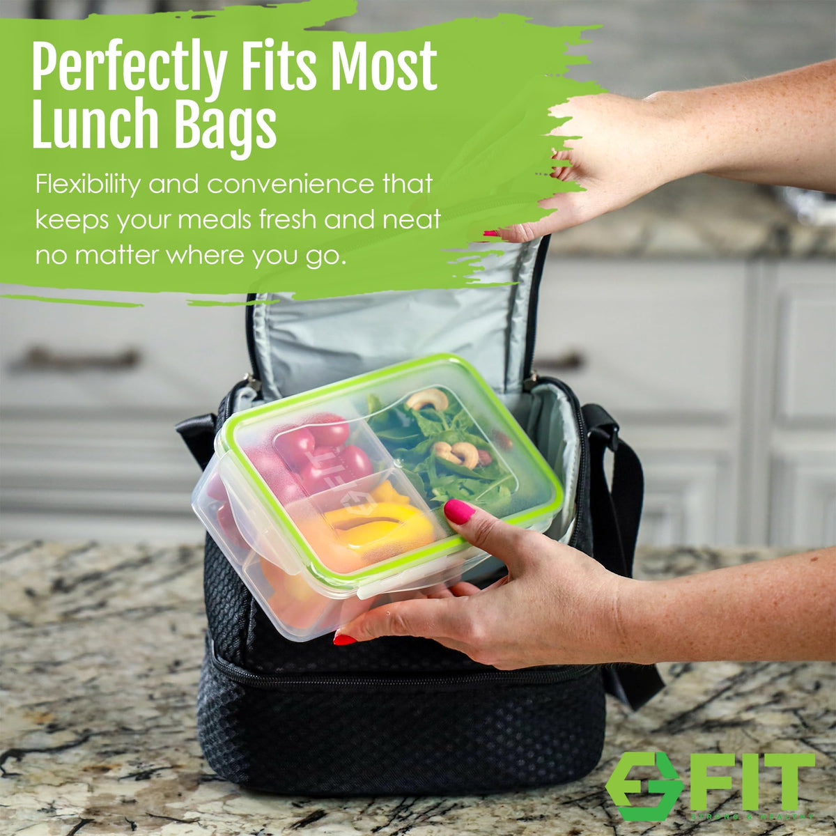 FIT Strong Healthy bento box dishwasher safe for easy cleanup after meals.