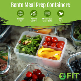FIT Strong Healthy bento box freezer safe lid keeps meals fresh for later.