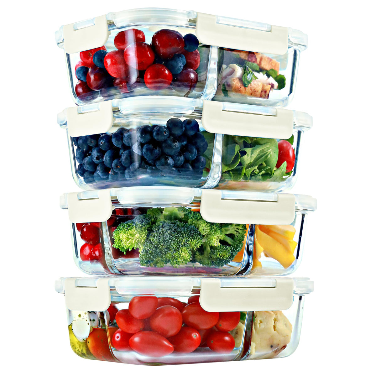 FIT Strong & Healthy 2-compartment glass meal prep container for organized portions
