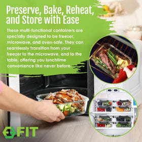FIT Strong & Healthy oven-safe borosilicate glass containers go from freezer to oven