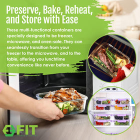 FIT Strong & Healthy oven-safe glass container suitable for oven-to-table meals