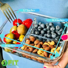 Reusable glass meal prep container by Fit Strong and Healthy promotes mindful eating.