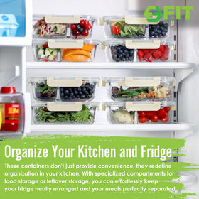 Stackable glass meal prep containers saving fridge space