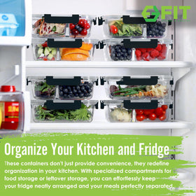 FIT Strong & Healthy three-compartment bento keeps snacks, sides, and mains neatly separated