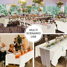 Fitable ivory 8-pack rectangle tablecloth outdoors-ready for versatile venues