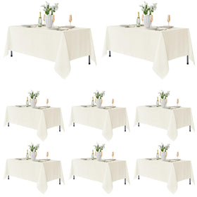 Fitable ivory 8-pack rectangle tablecloth shows stain-resistant fabric for easy cleanup