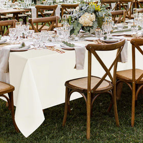Fitable ivory 8-pack rectangle tablecloth with wrinkle-resistant finish for crisp look