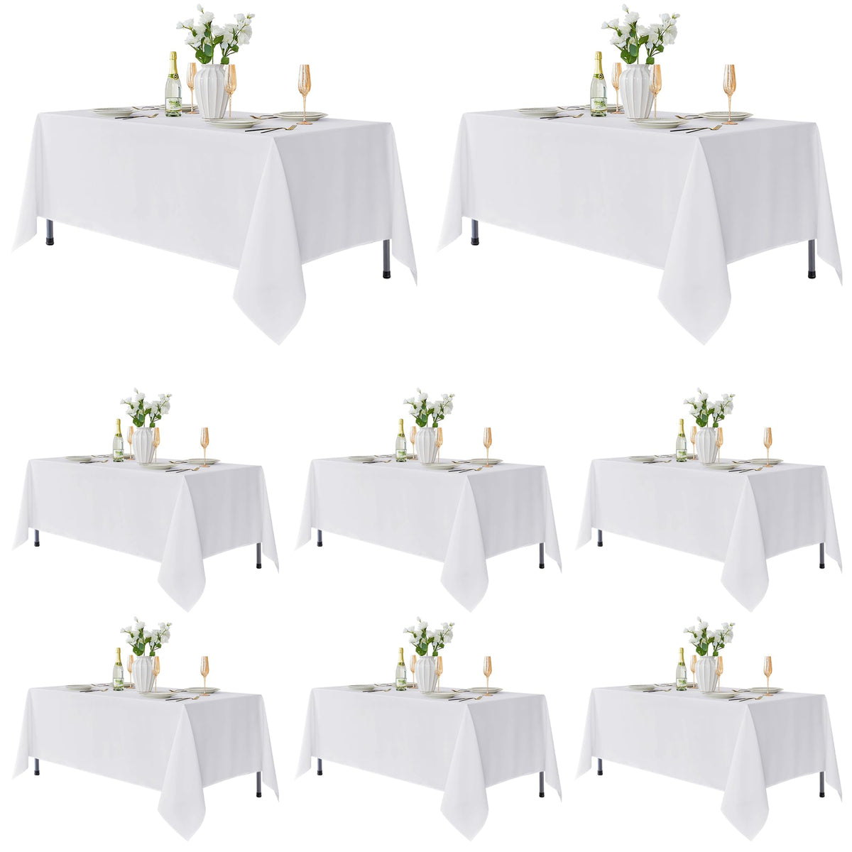 Fitable 8-pack rectangle white tablecloth 70x120 inches for elegant indoor events