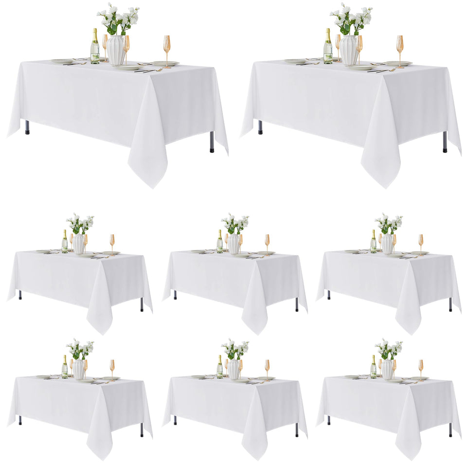 Fitable 8-pack rectangle white tablecloth 70x120 inches for elegant indoor events
