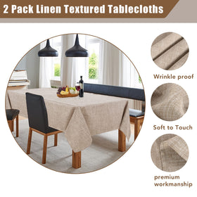 Fitable faux linen tablecloth protective edge detail prevents scratches on surfaces.