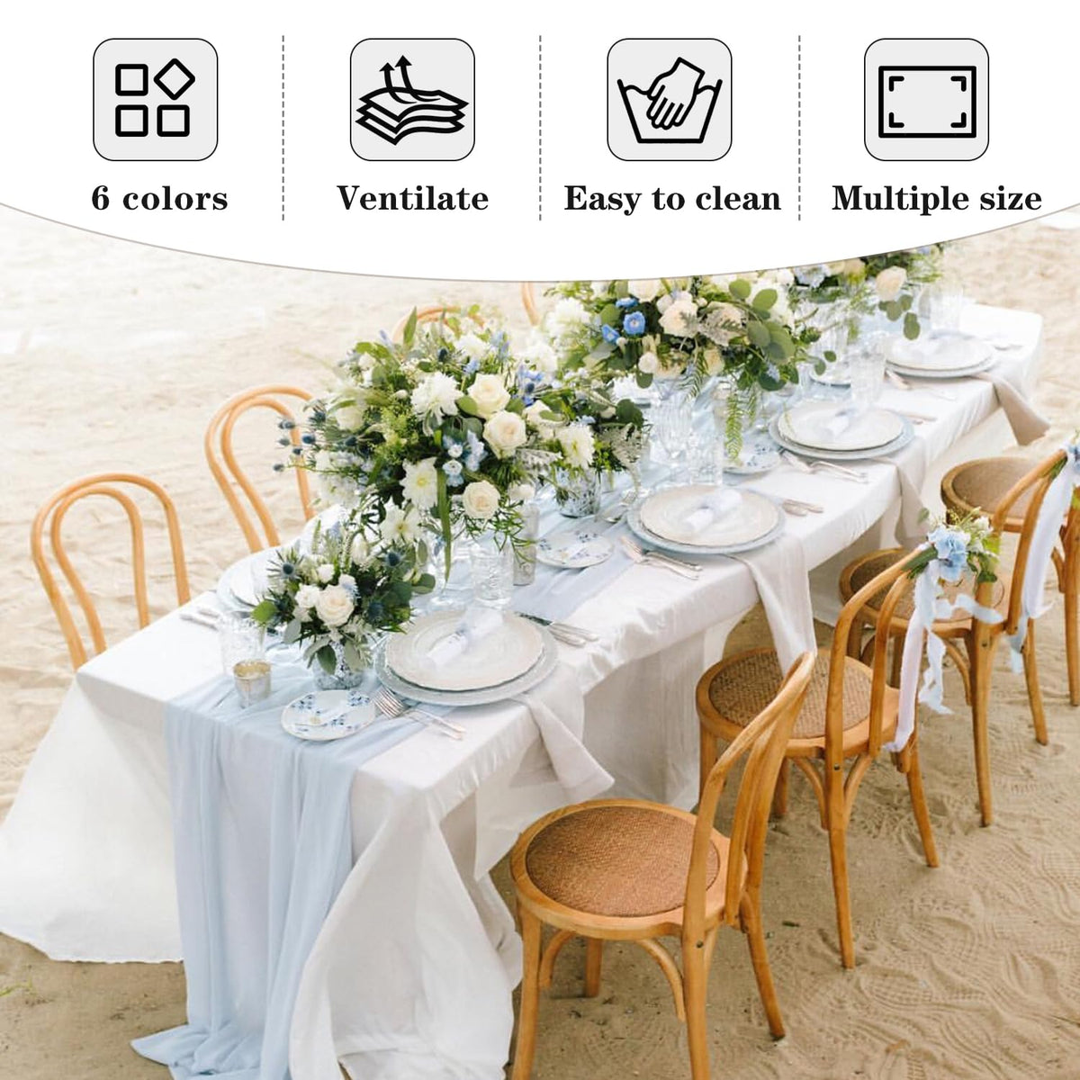 Fitable machine-washable tablecloth care simplifies cleanup after events.