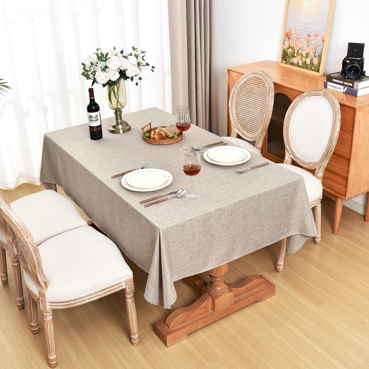 Fitable Nature neutral-tone tablecloth set to match various decors
