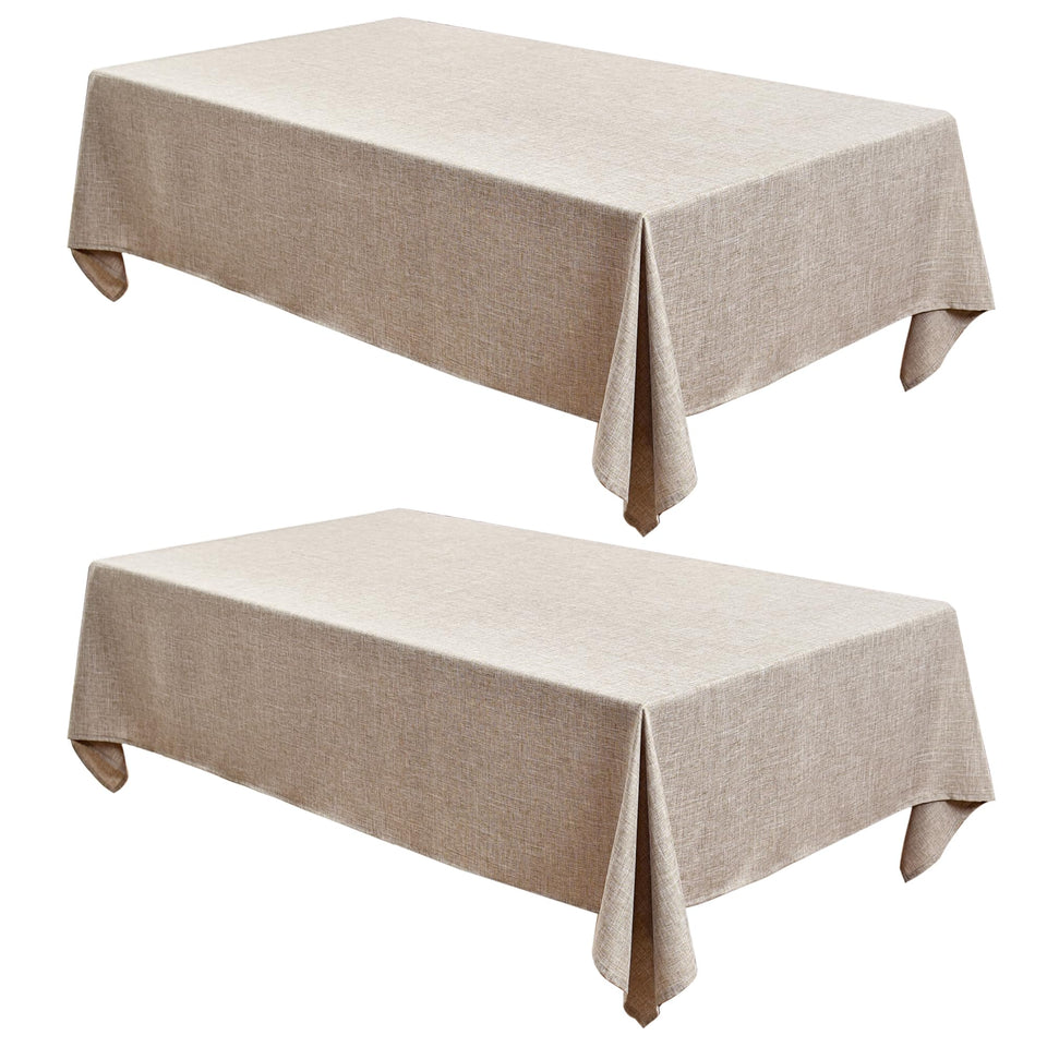 Fitable Nature faux linen tablecloth; rectangle 60x84 inches; two-pack for economical dining setups