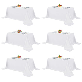 Fitable white rectangle table cloth front view showing elegant drape for formal events