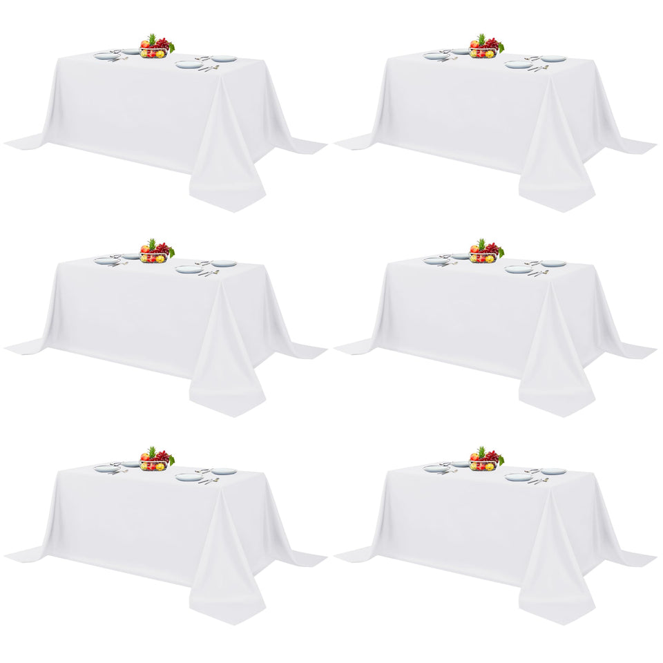 Fitable white rectangle table cloth front view showing elegant drape for formal events