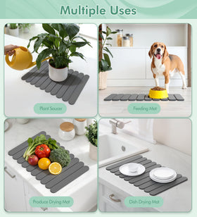 Fitnice roll-up drying mat stored in cabinet for compact storage.