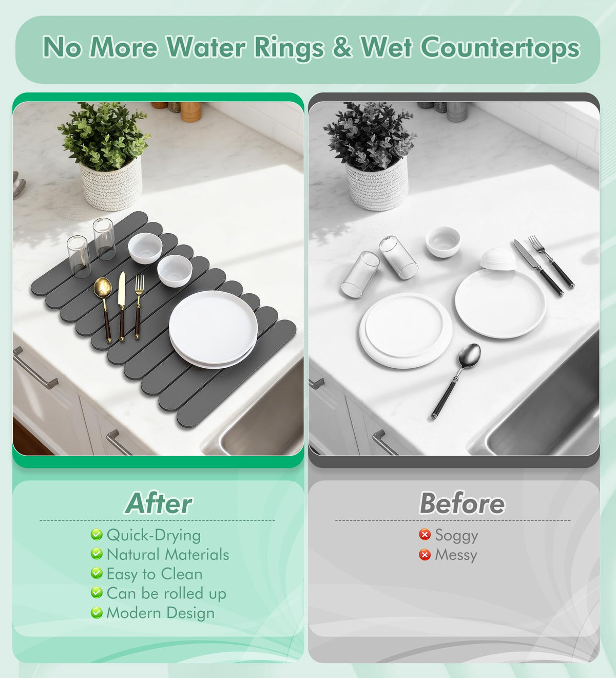 Fitnice stone mat surface is easy to wipe clean for daily use.