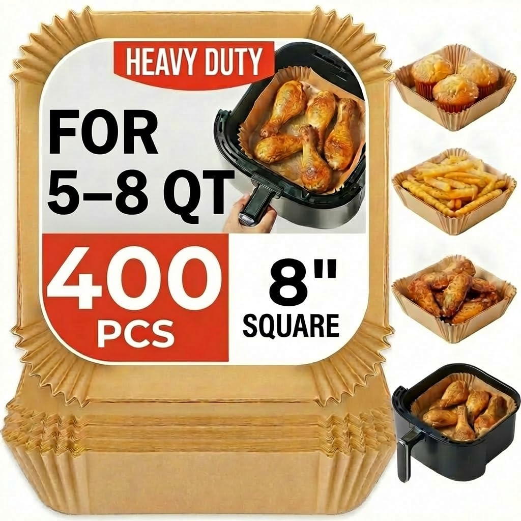 Fitsu air fryer liners 8-inch square pack for easy cooking and cleanup