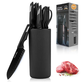 Five Cows universal knife block keeps knives organized and accessible.
