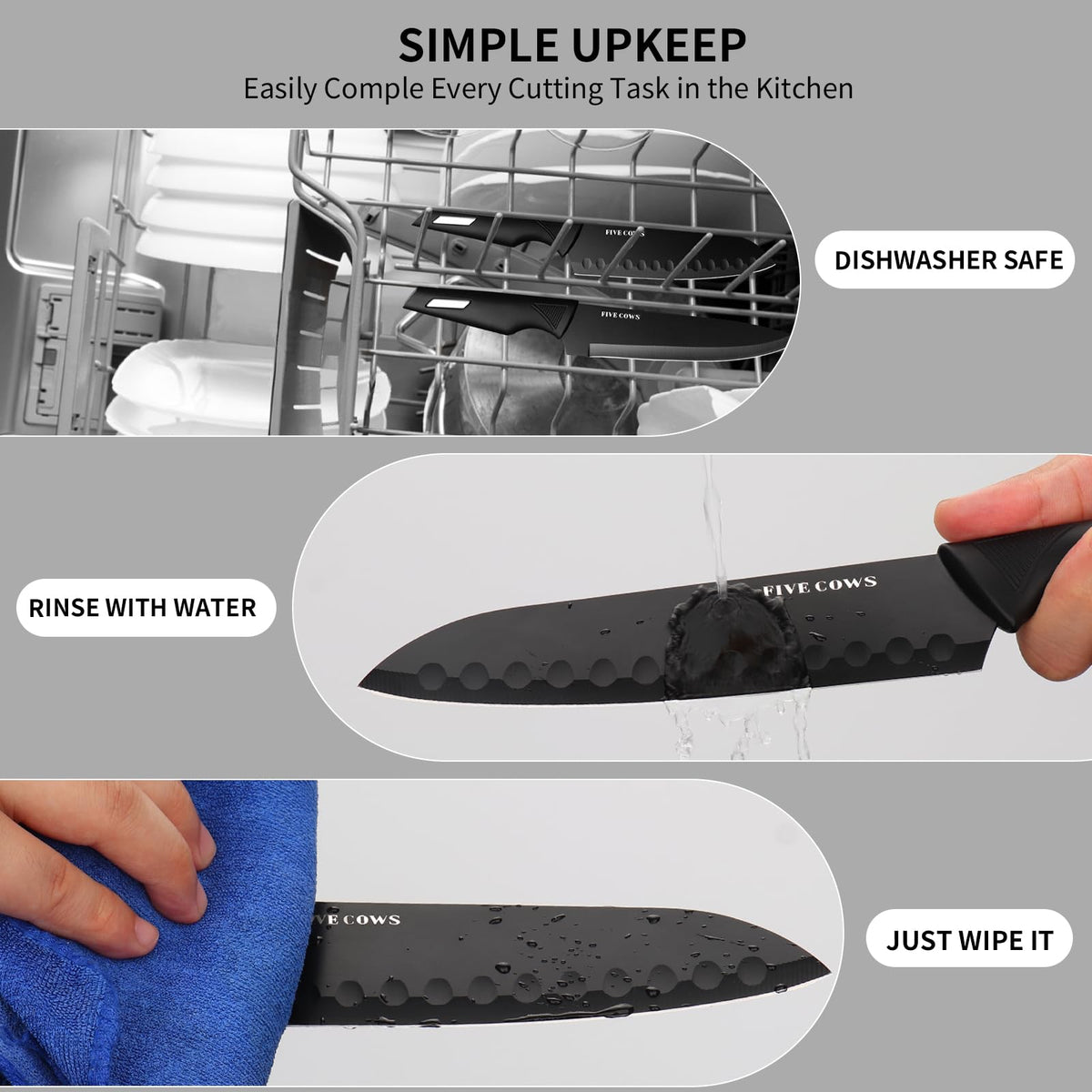 Five Cows 5in utility knife ideal for mid-size tasks.