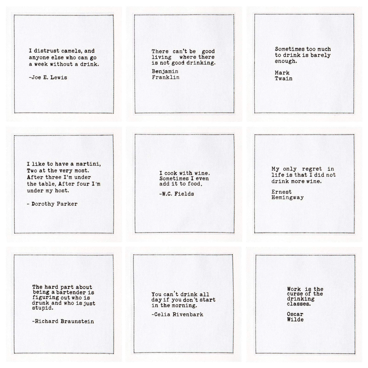 Five Star Napkins witty bar quotes on a table spark conversation.