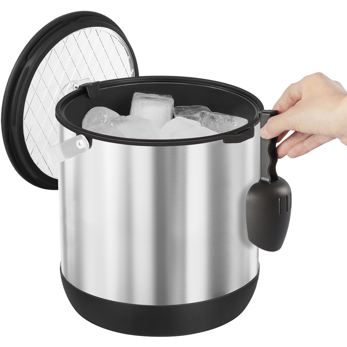 FiveHome black finish ice bucket ready for indoor entertaining.