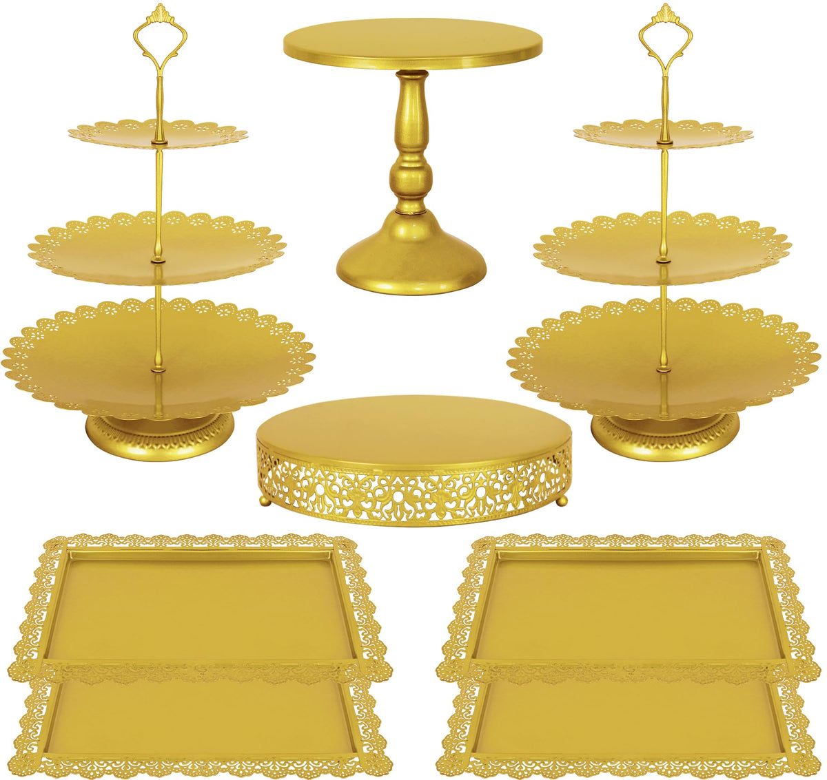 Fivenl 3-tier cupcake stand in gold for elegant wedding desserts.