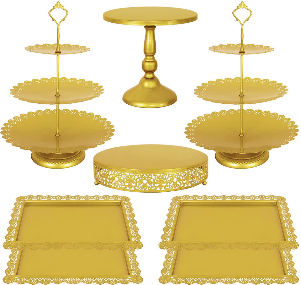 Fivenl 3-tier cupcake stand in gold for elegant wedding desserts.