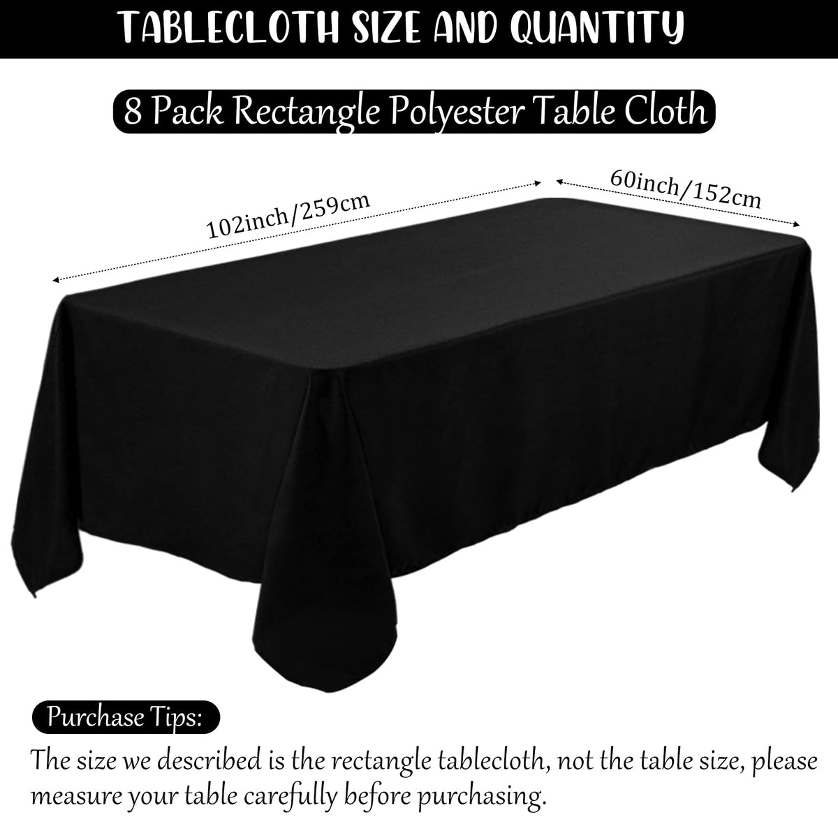 Fivenl black tablecloth draped on a 6-ft table for polished dining