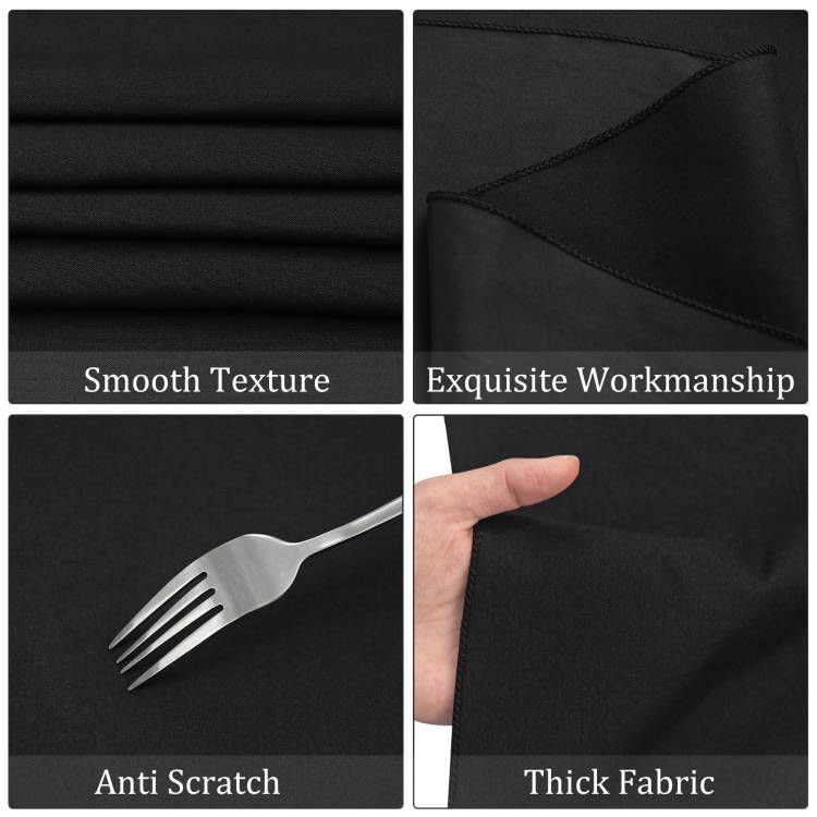 Fivenl 8-pack black tablecloth flat lay packaging highlights easy care