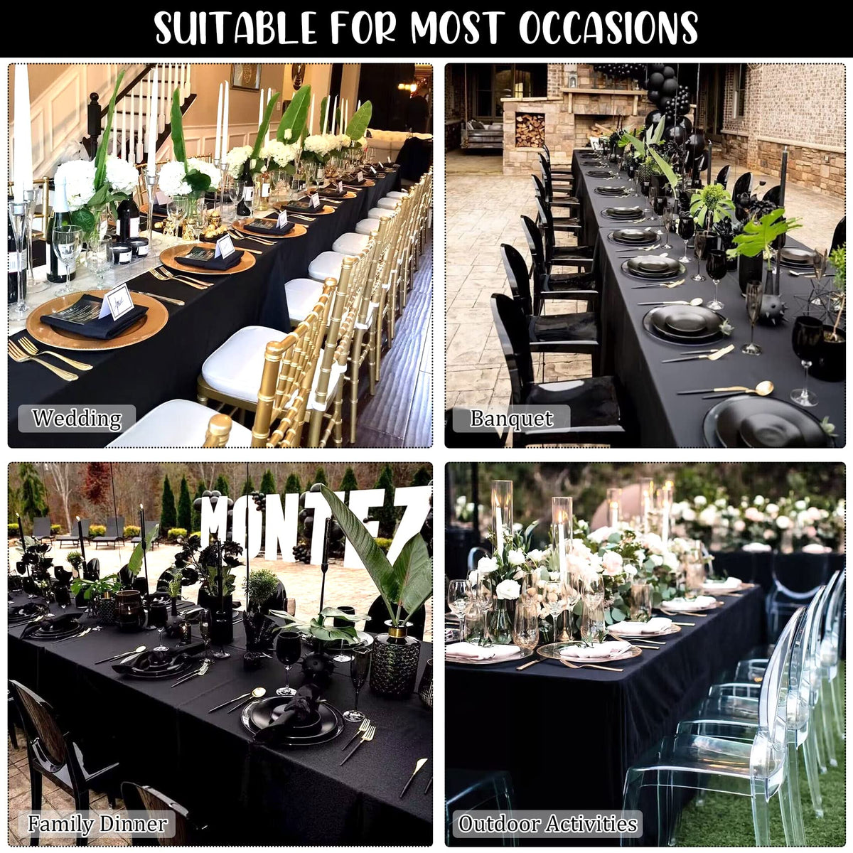 Fivenl washable polyester tablecloth resists stains and wrinkles for busy events