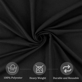 Fivenl black tablecloth on wedding setup adds timeless elegance