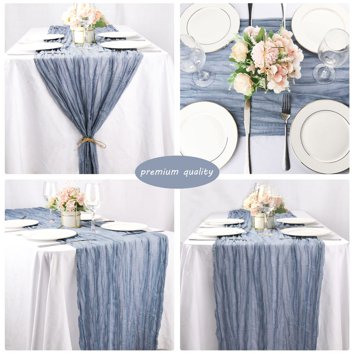 Fivenl gauze runner creates easy backdrops and table drapes.