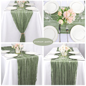 Fivenl chair sash decoration created with cheesecloth for subtle elegance.