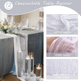 Fivenl cheesecloth runner bow detail adds subtle wedding charm