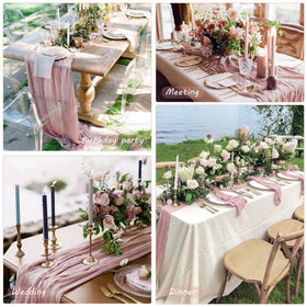 Fivenl wrinkled texture cheesecloth accentuates casual chic tables.