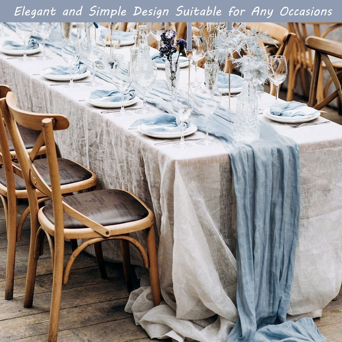 Fivenl long 35x72 inch runner fits rectangle or round tables.