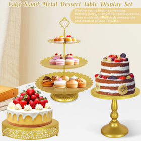 Fivenl round cake stand with base provides stable display.