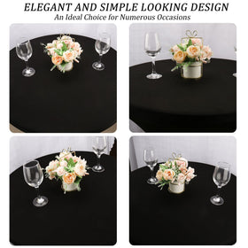 Fivenl round spandex tablecloth thick, durable fabric hides legs and gaps.